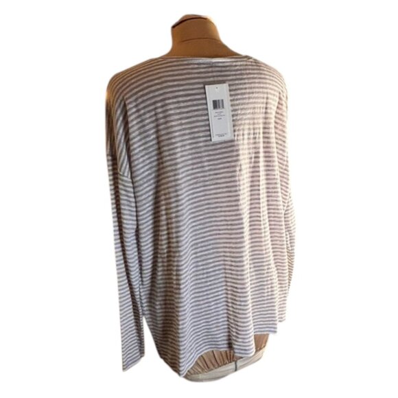 Eileen Fisher 100% Linen Jersey Striped Scoop Neck Box Top Size Med NWT - Picture 4 of 11